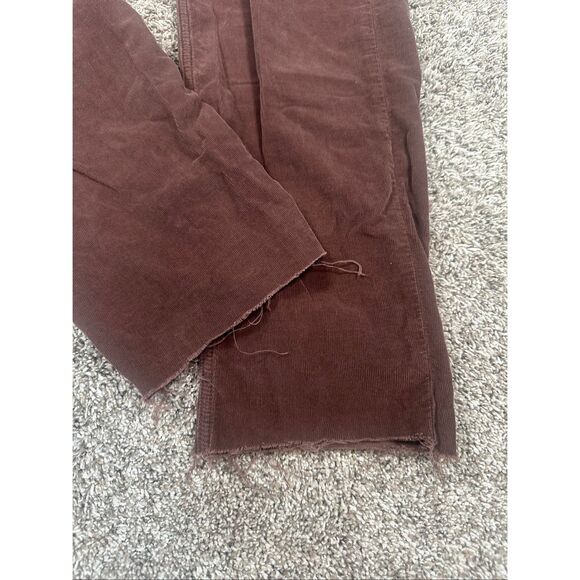 American Eagle Baggy Mom Pant Corduroy High Rise Brown/Red Size 0 Raw Hem Fall - Picture 12 of 14